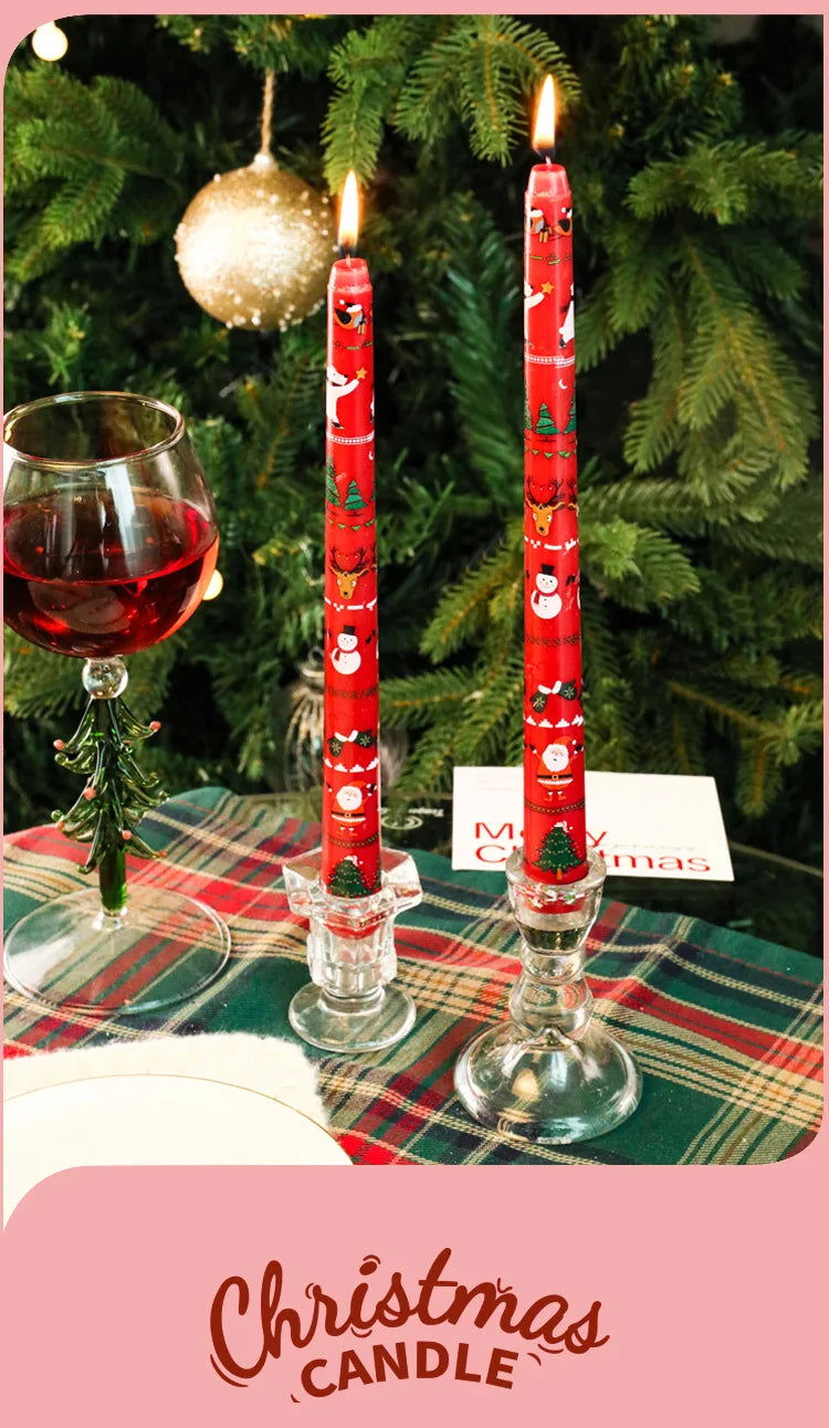 Christmas 25CM Christmas Banquet Candle Ornament Candlelight Dinner Decoration Long Pole Wedding Smokeless Atmosphere Candle - candletown.net