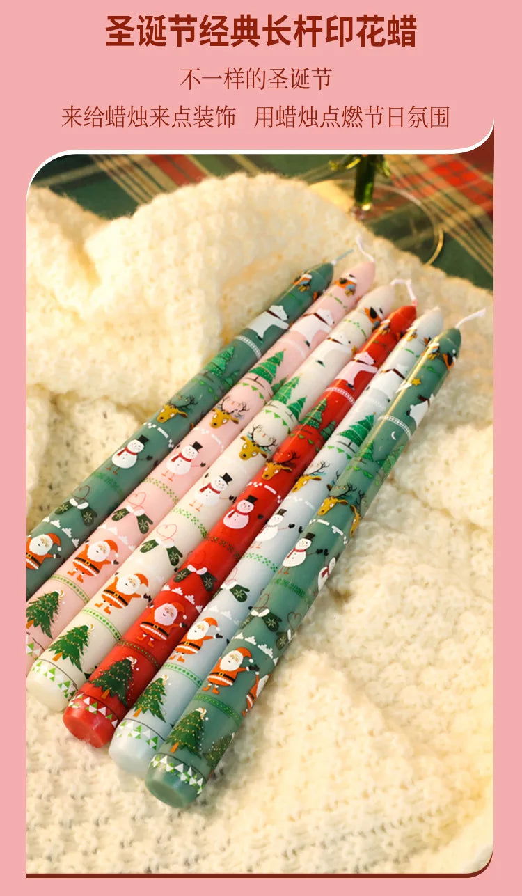 Christmas 25CM Christmas Banquet Candle Ornament Candlelight Dinner Decoration Long Pole Wedding Smokeless Atmosphere Candle - candletown.net