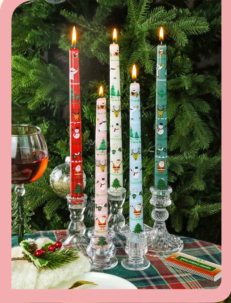 Christmas 25CM Christmas Banquet Candle Ornament Candlelight Dinner Decoration Long Pole Wedding Smokeless Atmosphere Candle - candletown.net