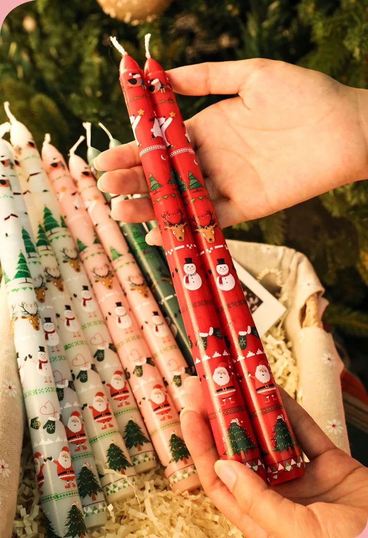 Christmas 25CM Christmas Banquet Candle Ornament Candlelight Dinner Decoration Long Pole Wedding Smokeless Atmosphere Candle - candletown.net