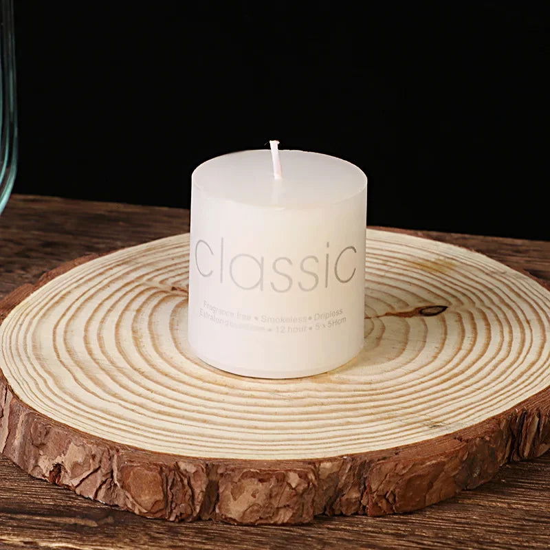 Classic Ivory White Cylinder Candle - Smokeless & Elegant Decor - candletown.net