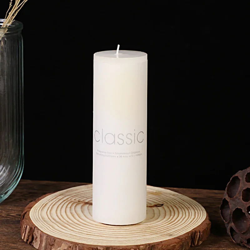 Classic Ivory White Cylinder Candle - Smokeless & Elegant Decor - candletown.net