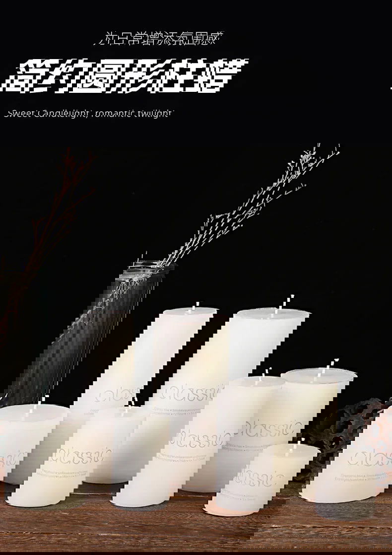 Classic Ivory White Cylinder Candle - Smokeless & Elegant Decor - candletown.net