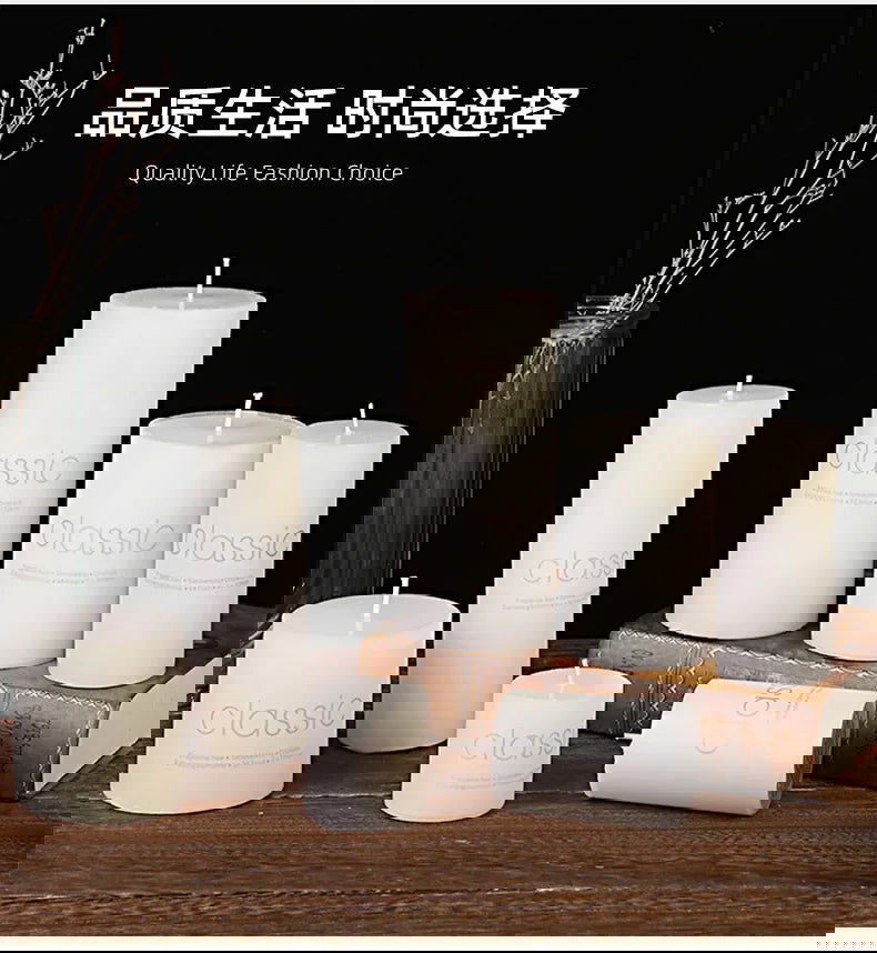 Classic Ivory White Cylinder Candle - Smokeless & Elegant Decor - candletown.net