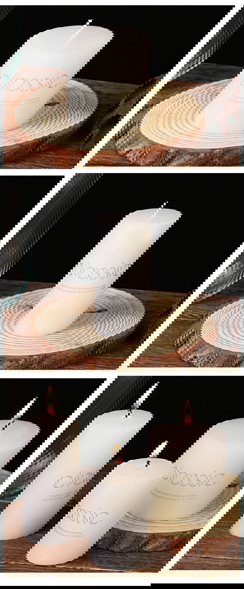 Classic Ivory White Cylinder Candle - Smokeless & Elegant Decor - candletown.net