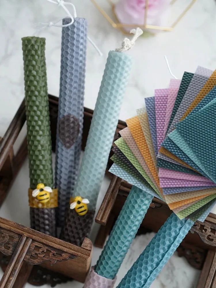 Color Beeswax DIY Candle Making Materials - 10 Pieces, 20x20 cm - Available in Multiple Color - candletown.net