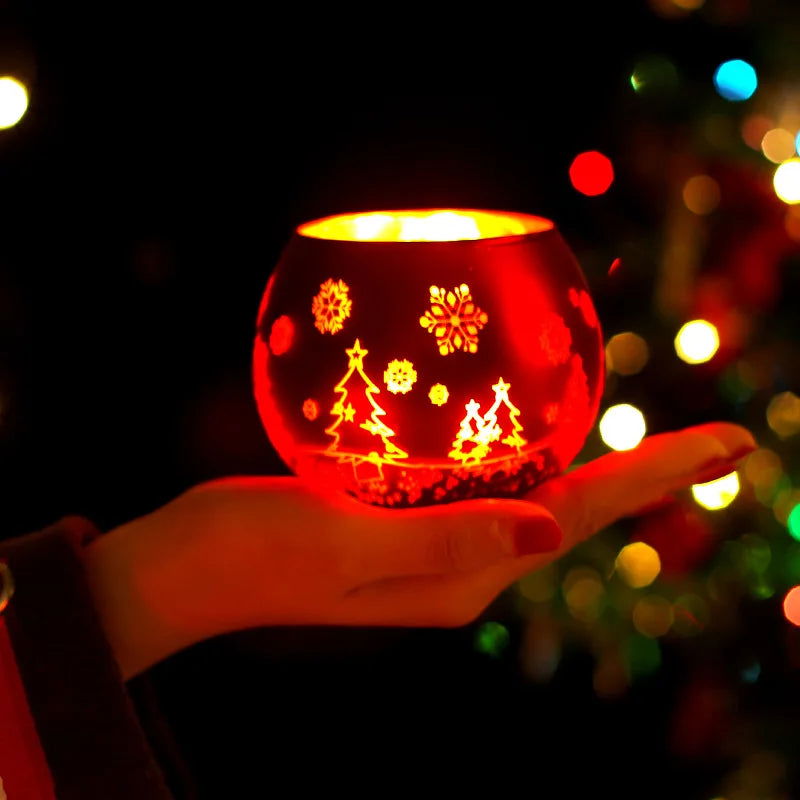 Colorful Snowflake Glass Candle Holder - Perfect for Romantic Dinners & Home Decor - candletown.net