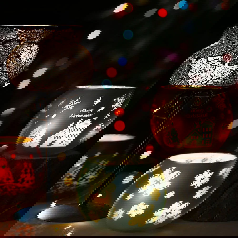 Colorful Snowflake Glass Candle Holder - Perfect for Romantic Dinners & Home Decor - candletown.net