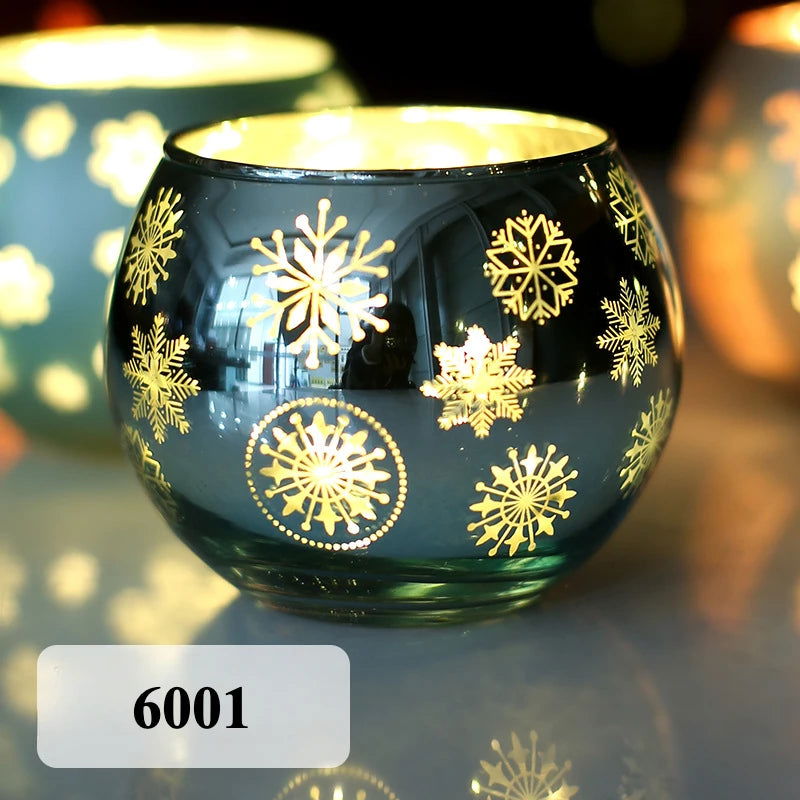Colorful Snowflake Glass Candle Holder - Perfect for Romantic Dinners & Home Decor - candletown.net