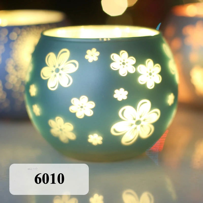 Colorful Snowflake Glass Candle Holder - Perfect for Romantic Dinners & Home Decor - candletown.net