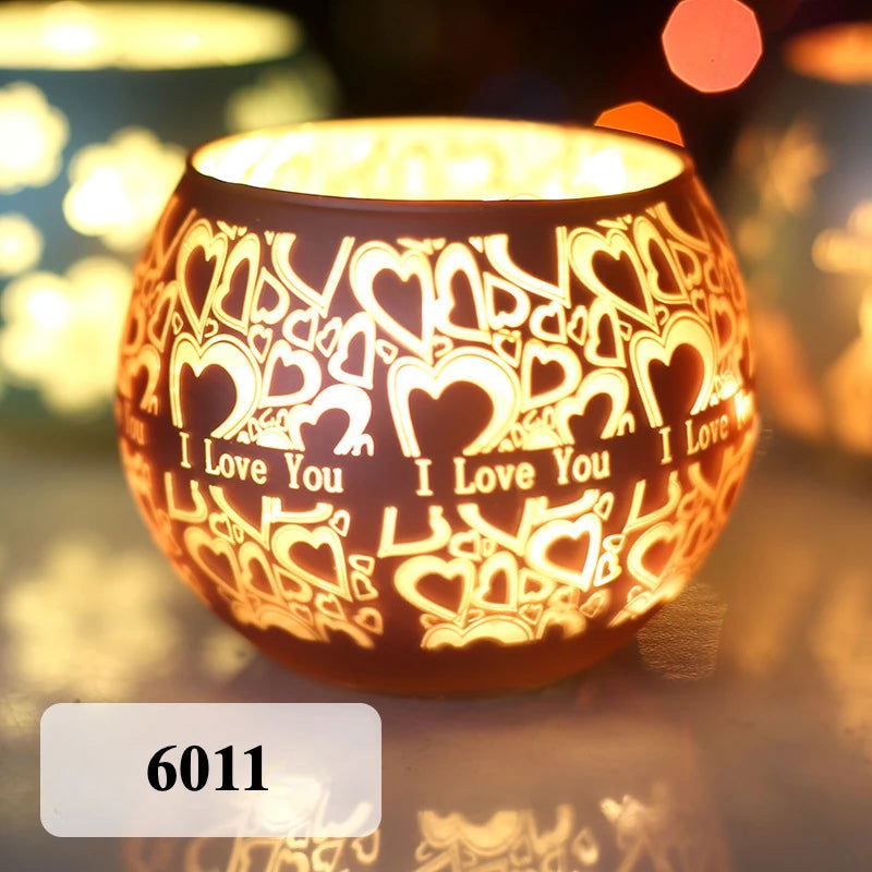 Colorful Snowflake Glass Candle Holder - Perfect for Romantic Dinners & Home Decor - candletown.net