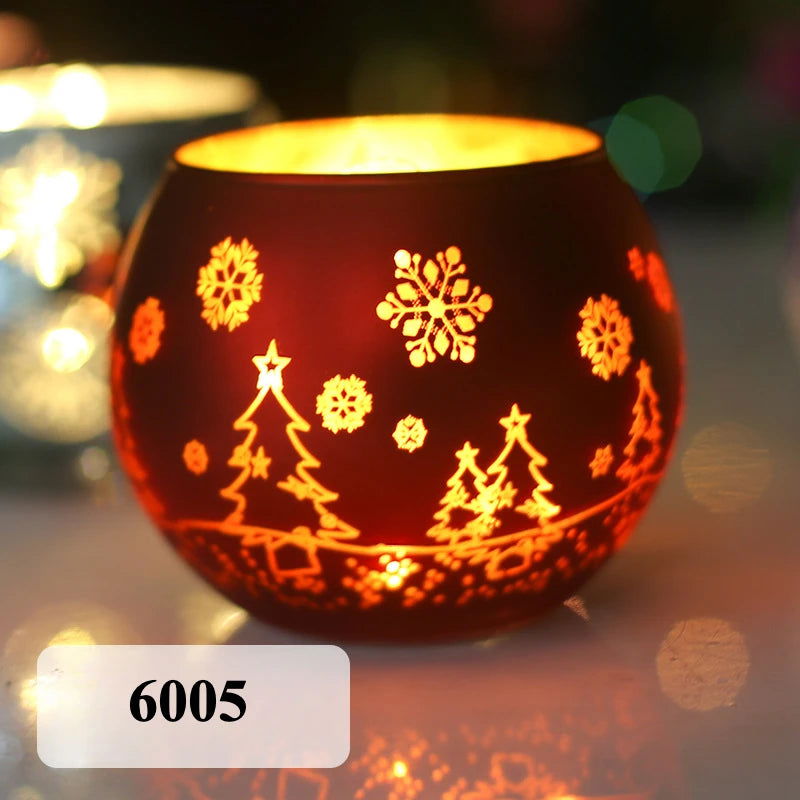 Colorful Snowflake Glass Candle Holder - Perfect for Romantic Dinners & Home Decor - candletown.net