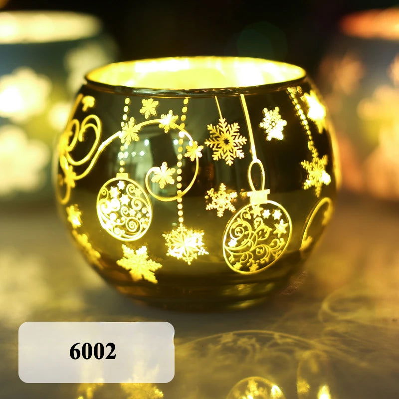 Colorful Snowflake Glass Candle Holder - Perfect for Romantic Dinners & Home Decor - candletown.net