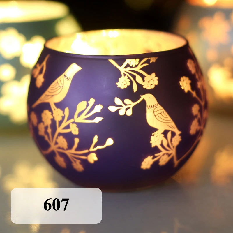 Colorful Snowflake Glass Candle Holder - Perfect for Romantic Dinners & Home Decor - candletown.net