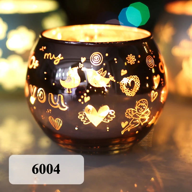 Colorful Snowflake Glass Candle Holder - Perfect for Romantic Dinners & Home Decor - candletown.net