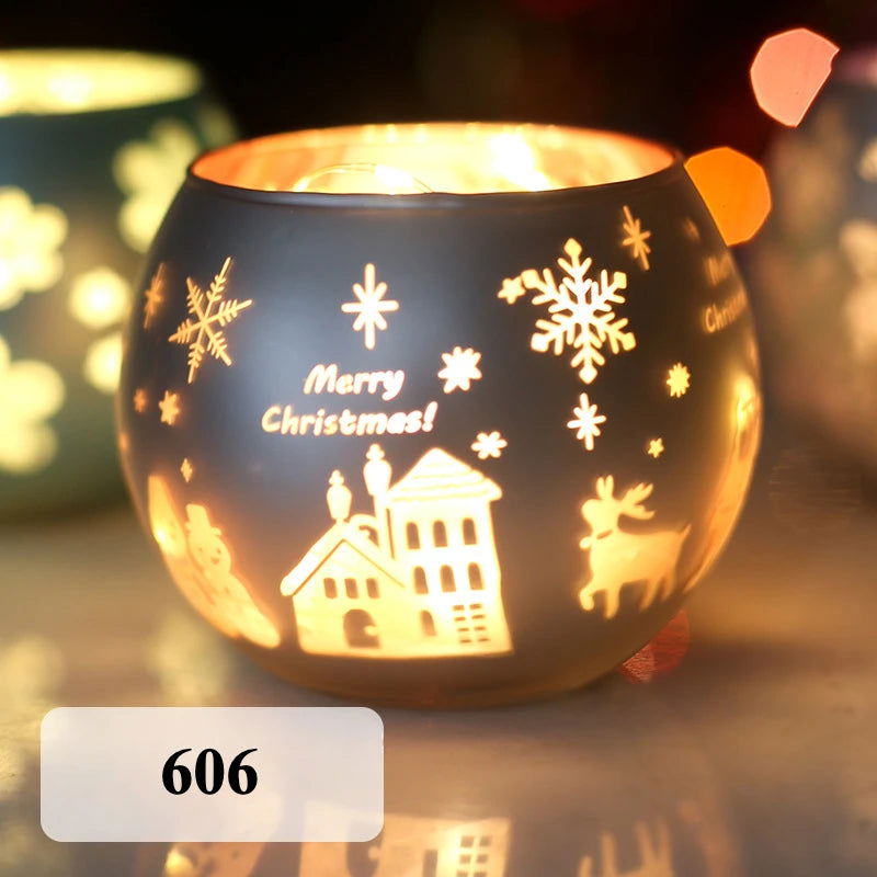 Colorful Snowflake Glass Candle Holder - Perfect for Romantic Dinners & Home Decor - candletown.net