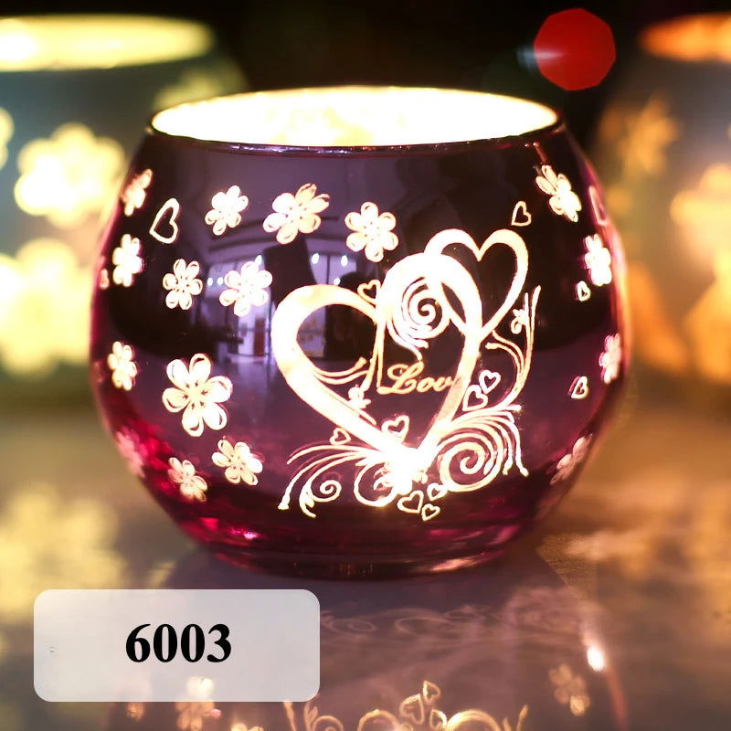 Colorful Snowflake Glass Candle Holder - Perfect for Romantic Dinners & Home Decor - candletown.net