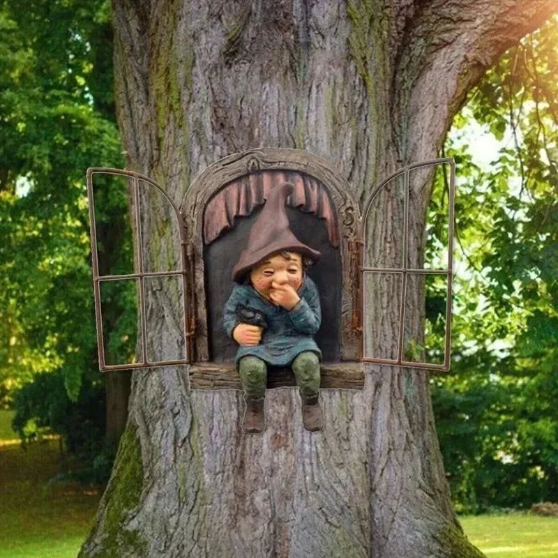 Creative Garden Statue Elf Out Tree Hug Suitable for Home Courtyard Porch Table Decoration - candletown.net