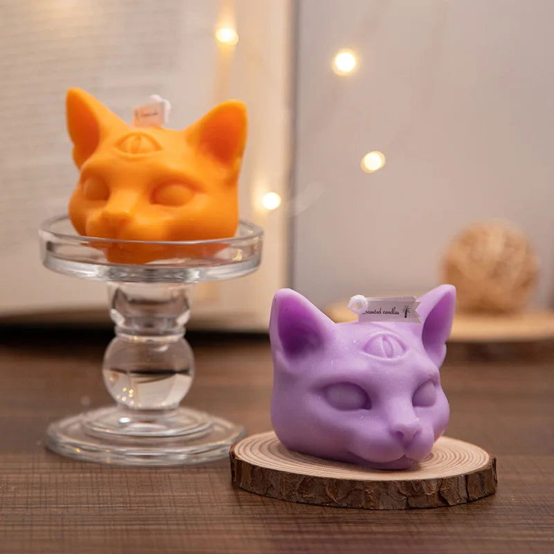 Creative Halloween Candle - Three Eyes Cat Scented Candle for Party Decorations and Home Decor - candletown.net