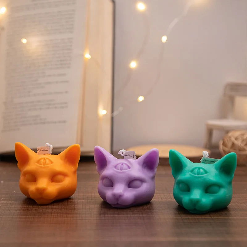 Creative Halloween Candle - Three Eyes Cat Scented Candle for Party Decorations and Home Decor - candletown.net