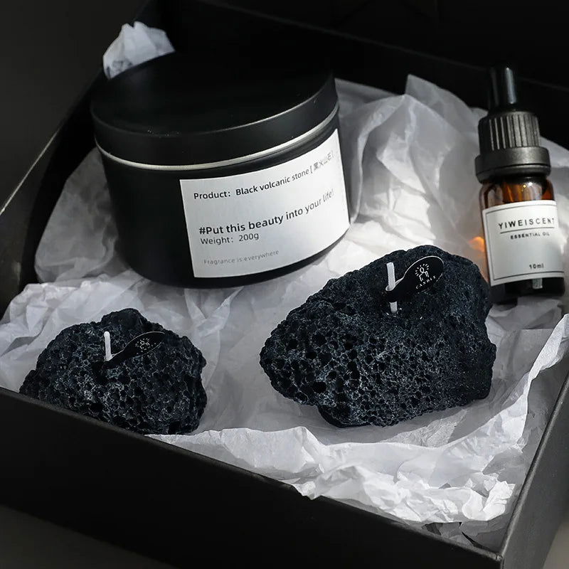 Creative Meteorite Aroma Candle - Black Stone Decorative Ornament for Home and Birthday Gifts - candletown.net