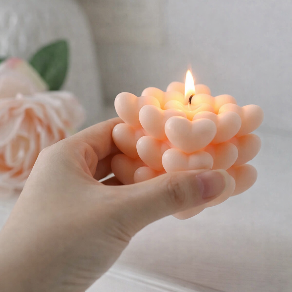 Heart Cube Candle – Pastel Soy Wax Sculptural Decor & Gift - candletown.net