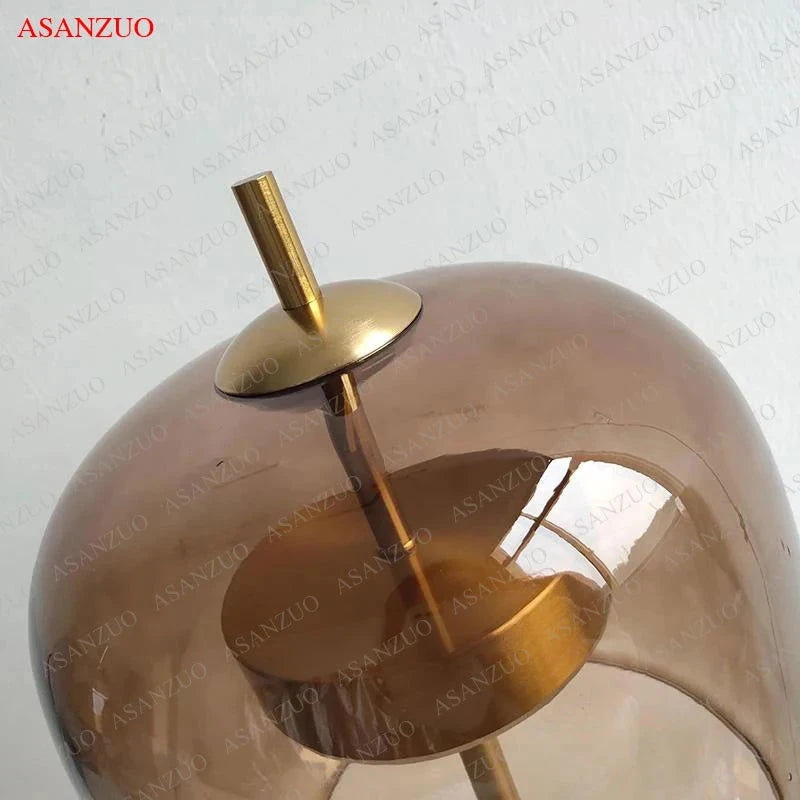 Dia18cm Smoke gray Glass Table Lamps Modern Living Bedroom Bedside Desk Lamp Indoor Decor LED Lighting amber glass Luminaire - candletown.net