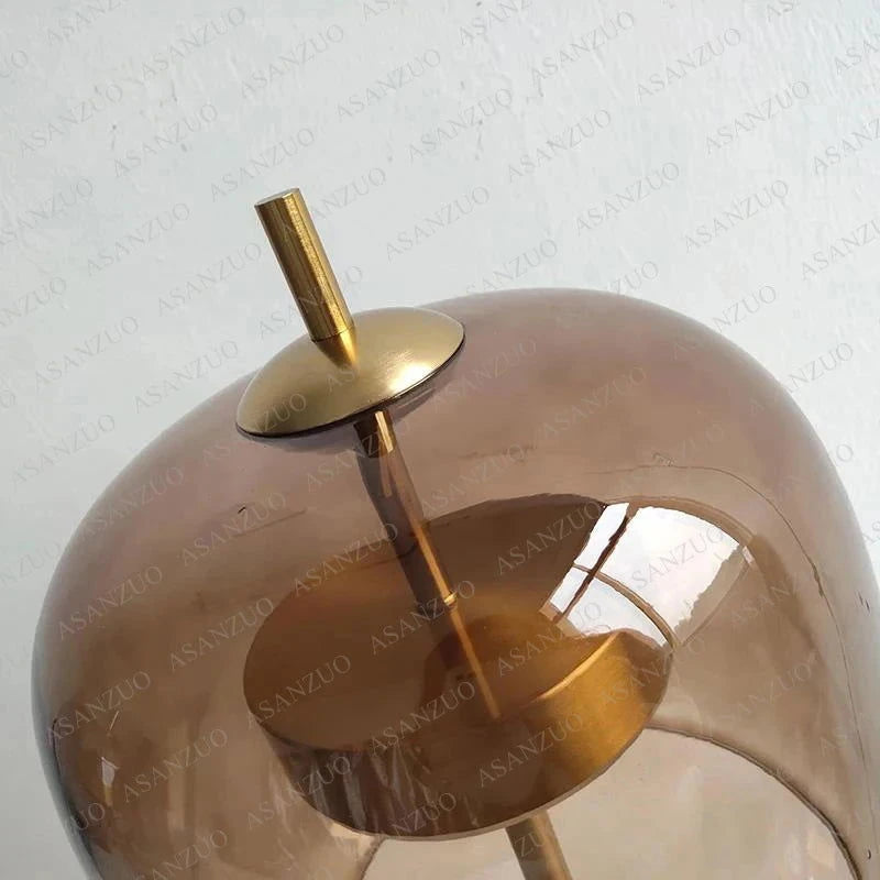 Dia18cm Smoke gray Glass Table Lamps Modern Living Bedroom Bedside Desk Lamp Indoor Decor LED Lighting amber glass Luminaire - candletown.net