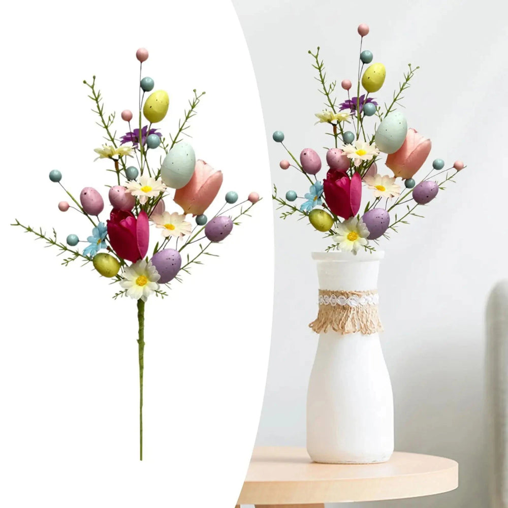 Easter Egg Stem Decorative Colorful Berries Floral Pick Bouquet Fake Eggs for Centerpiece Arrangement Home Vase Celebration Yard - candletown.net