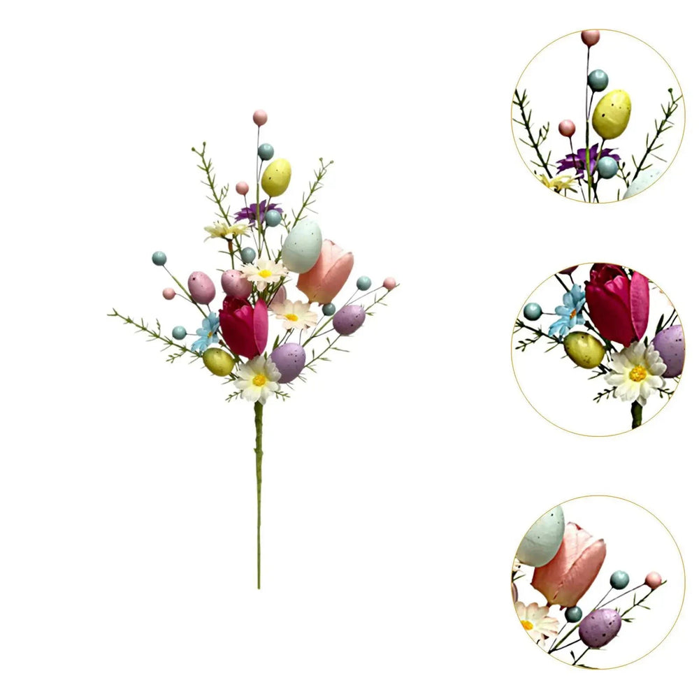 Easter Egg Stem Decorative Colorful Berries Floral Pick Bouquet Fake Eggs for Centerpiece Arrangement Home Vase Celebration Yard - candletown.net