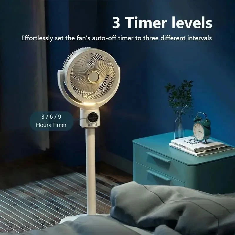 Electric Floor Stand Circulating Cooling Fan USB With Night Light Remote Control Air Blower Household Timing Adjustable Height - candletown.net