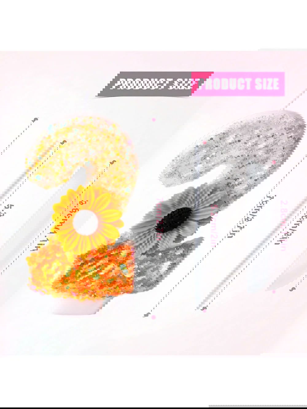 Flower Birthday Number Candles, Orange Daisy Sequin Happy Birthday Cake Candles for Ins Women Sweet Pink Theme Celebration Anniv - candletown.net