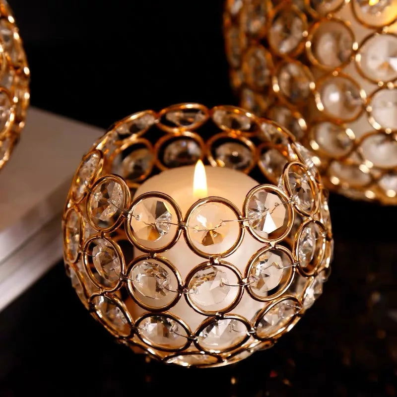 Gold Crystal Candle Holder - Wedding Centerpiece & Home Decor - candletown.net