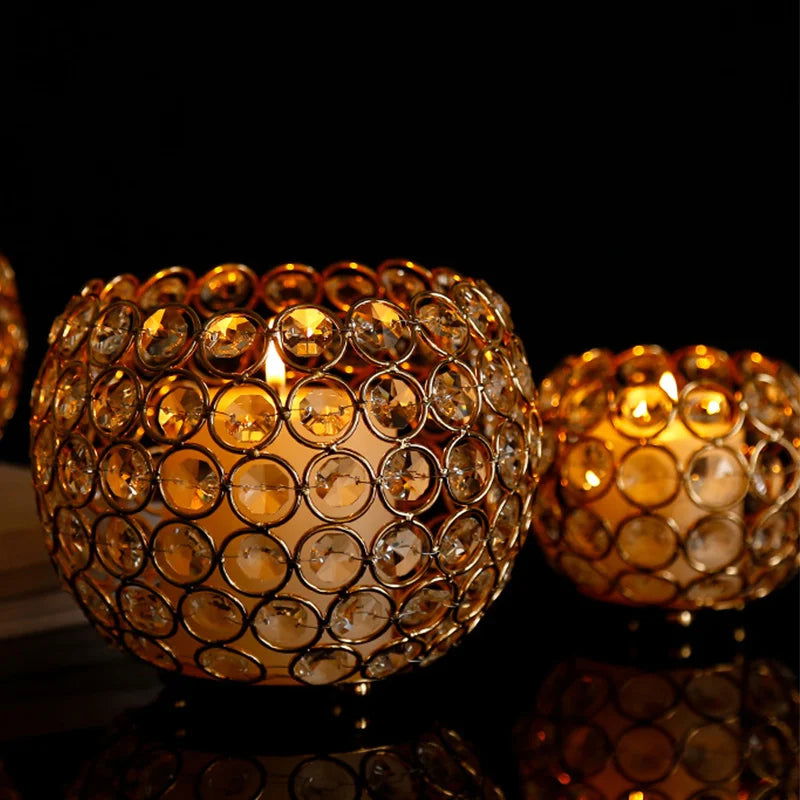 Gold Crystal Candle Holder - Wedding Centerpiece & Home Decor - candletown.net