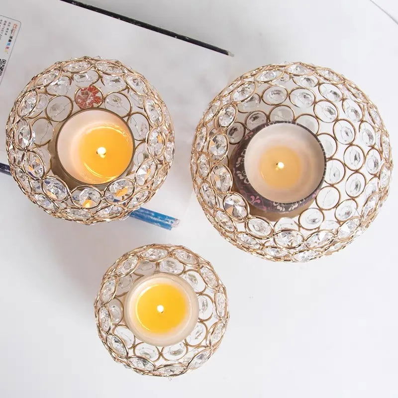 Gold Crystal Candle Holder - Wedding Centerpiece & Home Decor - candletown.net