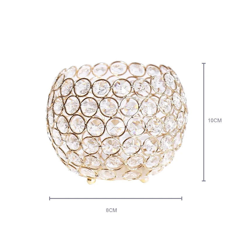 Gold Crystal Candle Holder - Wedding Centerpiece & Home Decor - candletown.net