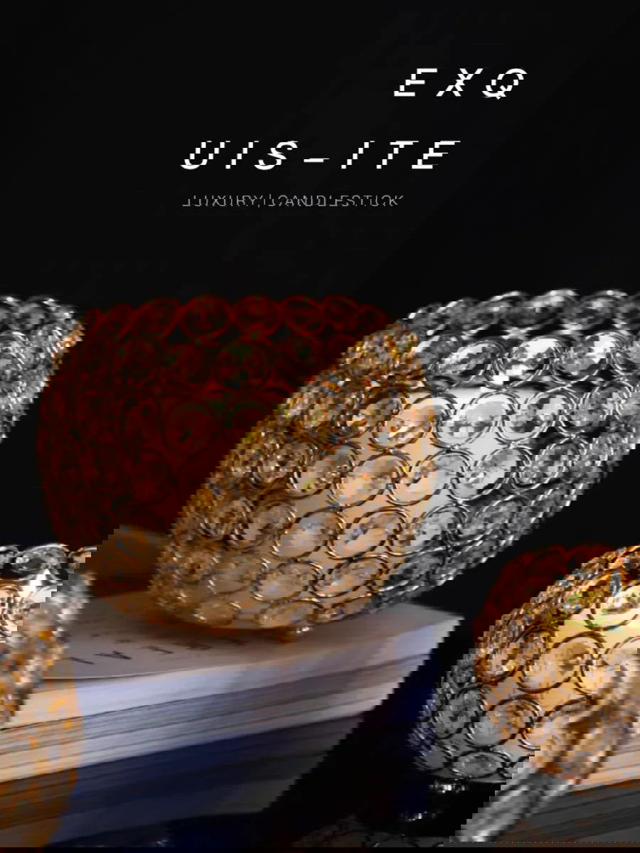 Gold Crystal Candle Holder - Wedding Centerpiece & Home Decor - candletown.net