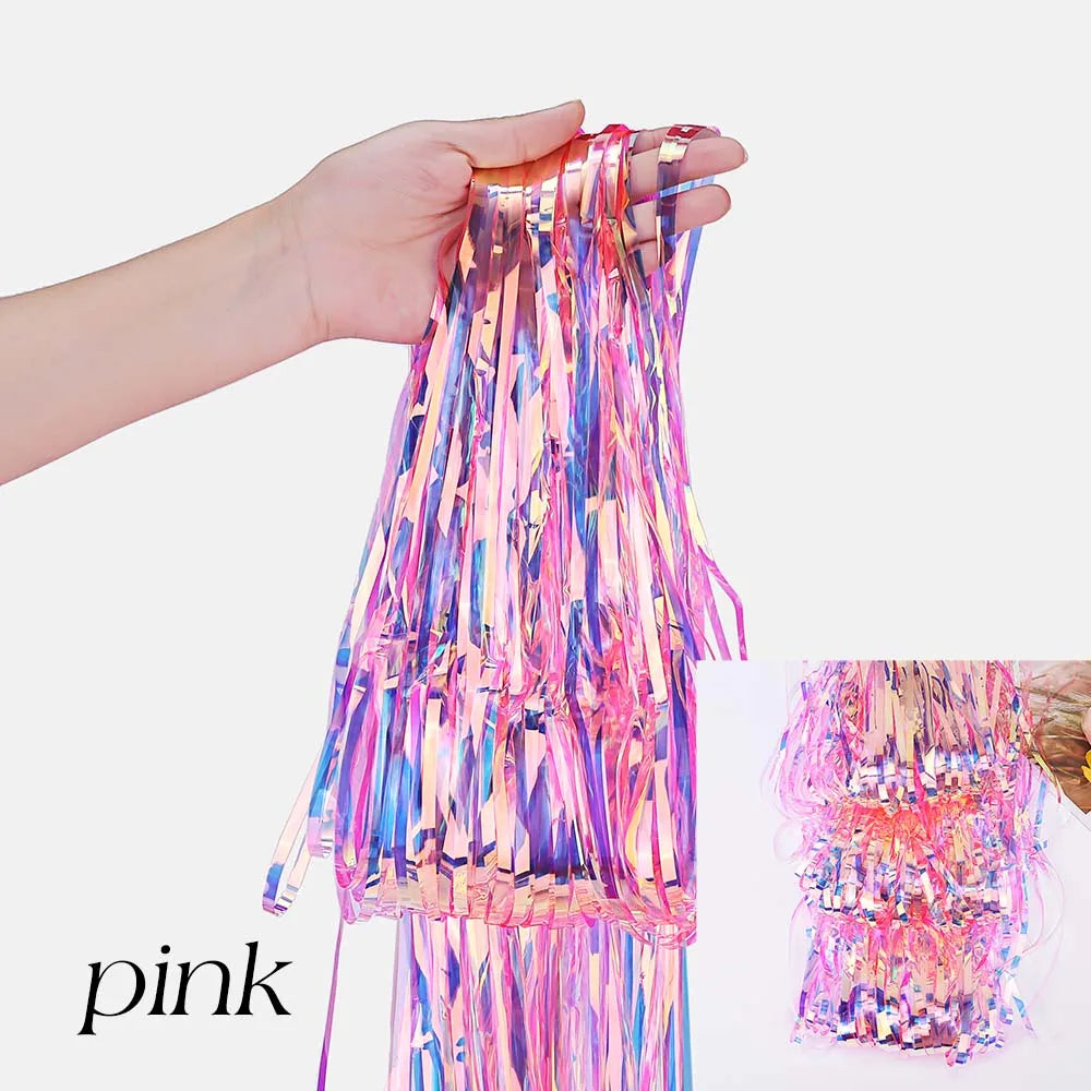 Rainbow Foil Fringe Tinsel Curtain – 2 m Party Backdrop