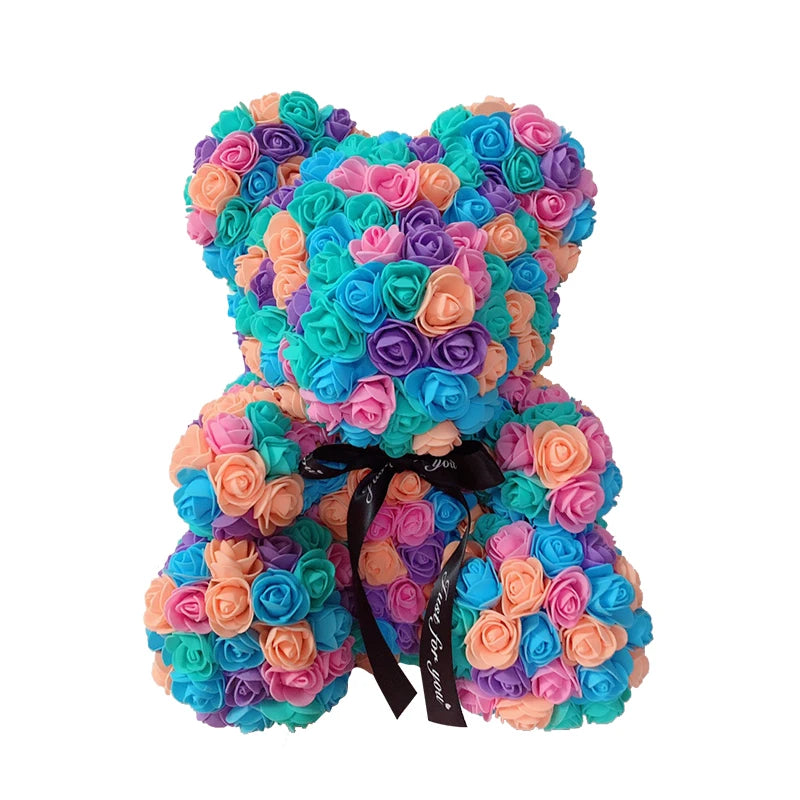 40cm Rose Bear – Heart Shaped Teddy Made of Roses - candletown.net