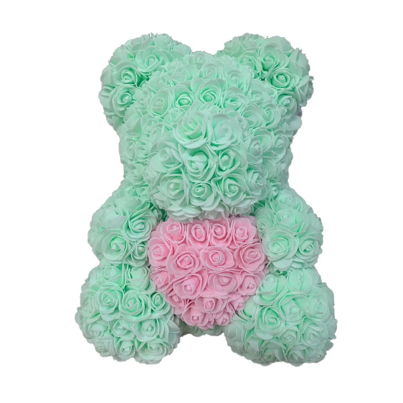 40cm Rose Bear – Heart Shaped Teddy Made of Roses - candletown.net