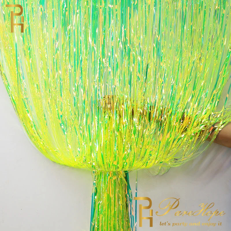 Rainbow Foil Fringe Tinsel Curtain – 2 m Party Backdrop