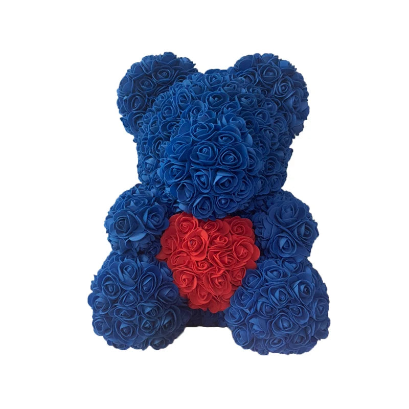 40cm Rose Bear – Heart Shaped Teddy Made of Roses - candletown.net