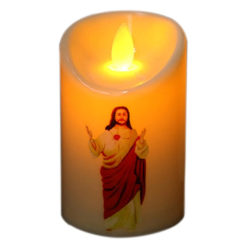 Flameless Jesus Christ LED Candle Lamp – Perfect for Easter & Religious Celebrations - candletown.net