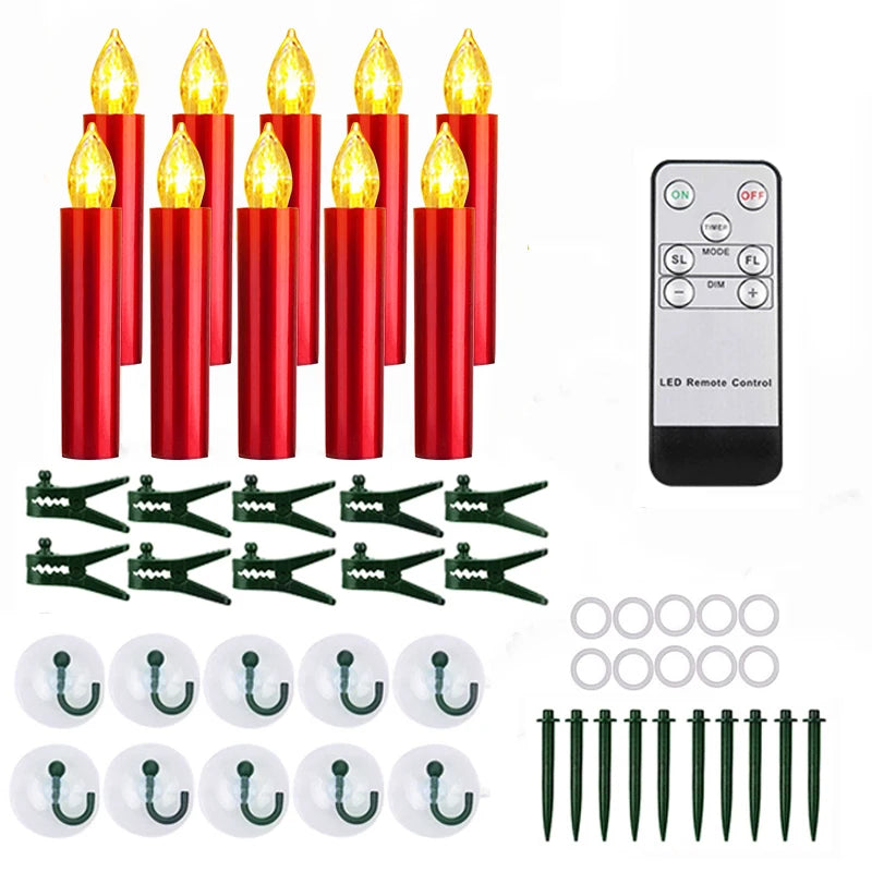 10PCS LED Christmas Tree Candles with Remote Control & Timer