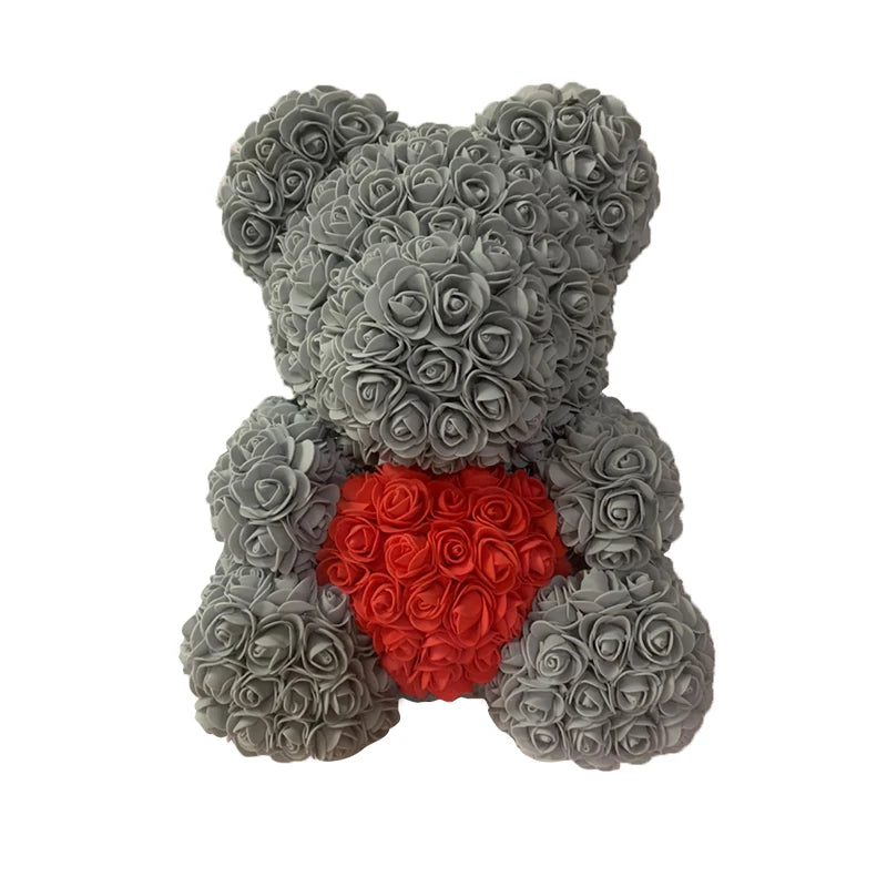 40cm Rose Bear – Heart Shaped Teddy Made of Roses - candletown.net