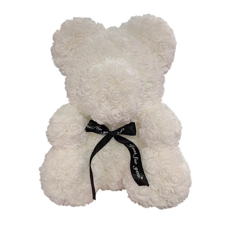40cm Rose Bear – Heart Shaped Teddy Made of Roses - candletown.net
