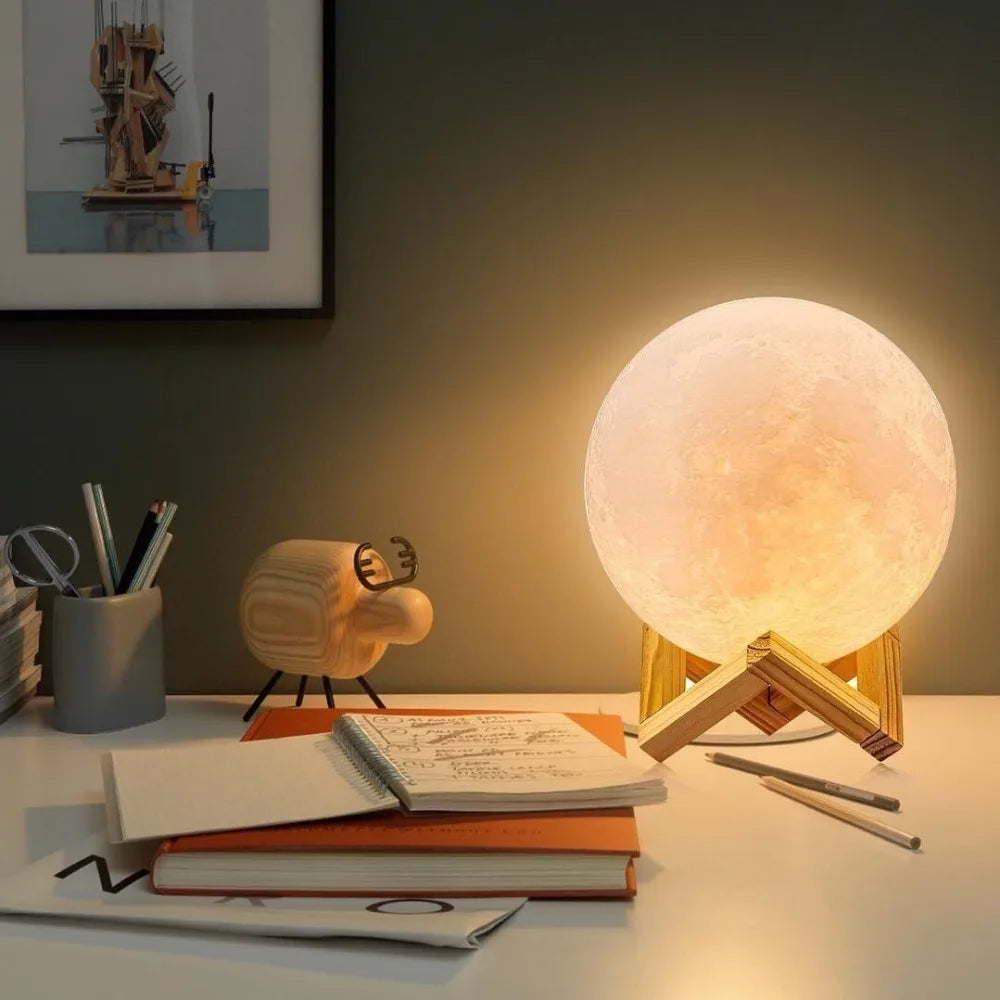 3D Moon Lamp – Rechargeable Touch Night Light - candletown.net