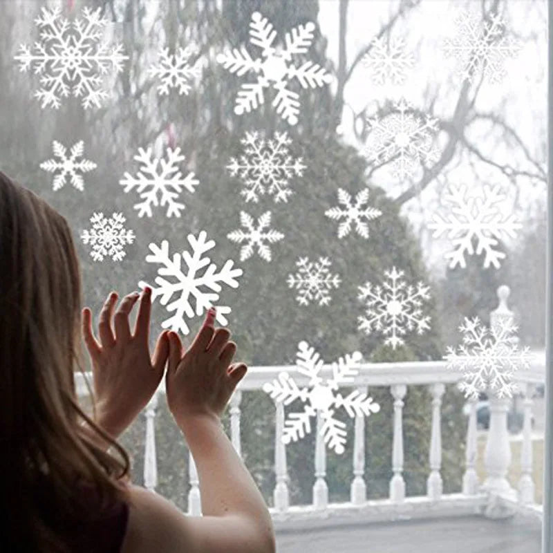 38-Piece Snowflake Window Clings – Reusable Electrostatic Christmas Stickers