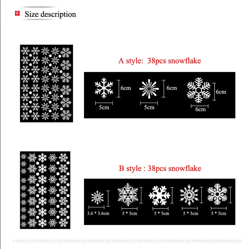 38-Piece Snowflake Window Clings – Reusable Electrostatic Christmas Stickers