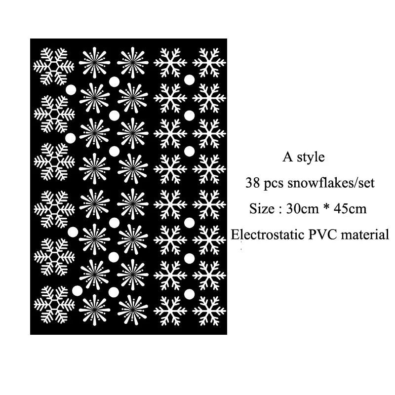 38-Piece Snowflake Window Clings – Reusable Electrostatic Christmas Stickers